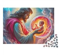 Jesus - Religion 1000 Pieces Puzzles Colorful Jesus Baby Aura Wall Decoration Educational Game for Men And Women Challenging Jigsaw Jigsaw Puzzles for Adults 70x50cm/1000pcs