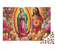 Jesus - Religion 1000 Pieces Puzzles Colorful Jesus Radiant Sacred Heart Decoration Puzzle Educational Game for Men And Women Challenging Jigsaw Jigsaw Puzzles for Adults 70x50cm/1000pcs