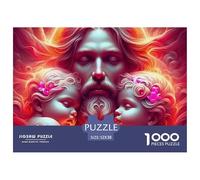 Jesus - Religion 1000Pc Puzzle for Adults & Kids: Jesus with Two Cherubs Fun Present & Activity for Home Age 12 Years Up 52x38cm/1000pcs