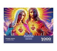 Jesus - Religion Adult Jigsaw Puzzle: Two Figures with Glowing Hearts Educational Game Decompression for Adults Teens & Home Decor 70x50cm/1000pcs
