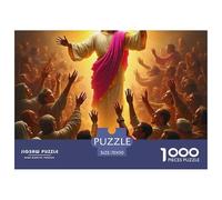 Jesus - Religion Adult Jigsaw Puzzles: Jesus with Raised Arms Crowd Reaching Up for The Whole Family Women, Gifts for Men 70x50cm/1000pcs