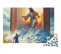 Jesus - Religion Adult Jigsaws 1000Pc | Educational Decompression Jesus Calling A Man from Clouds Wall Decoration & Great Gift 38x26cm/1000pcs