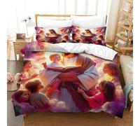 Jesus - Religion Bed Duvet Cover Set 3D Printed Absolutely Stunning Bedding Set Soft Premium Brushed Microfiber Soft Easy Care Zipper Quilt Cover And Pillowcase for Adults Kids Bedroom Double（200x200c