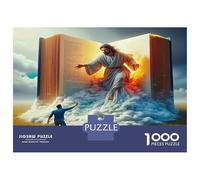 Jesus - Religion Colourful Angel & Boy at Glowing Door 1000 Pcs Jigsaw Puzzles Adults Brain Development Classic Educational Games 70x50cm/1000pcs