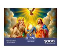 Jesus - Religion Jigsaw for Adults Educational: Two Figures with Dove in Clouds 1000 Piece Games for Home Decor 52x38cm/1000pcs
