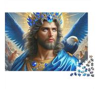 Jesus - Religion Jigsaw Puzzle Blue-winged Sacred Angel 1000 Pieces Sturdy Dust-Free Cardboard Framable Art for Adults Couples Advanced Enthusiasts 52x38cm/1000pcs