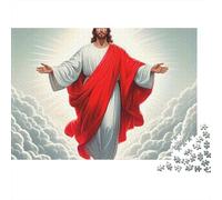 Jesus - Religion Jigsaw Puzzle Divine Cloud Descent 1000 Pieces Recycled Thick Cardboard Rainy Day Travel Staycation for Adults Teenagers Beginners Advanced 38x26cm/1000pcs