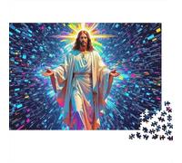 Jesus - Religion Jigsaw Puzzle Divine Starburst 1000 Piece Cardboard Sturdy Stress Relief Indoor Home Leisure for Adults Family Couples Enthusiasts 38x26cm/1000pcs