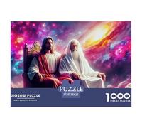 Jesus - Religion Jigsaw Puzzle Educational Game: Two Robed Figures on Cosmic Clouds for Adults Teens Age 12 Years Up 38x26cm/1000pcs