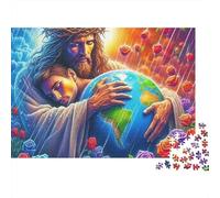 Jesus - Religion Jigsaw Puzzle Prismatic Sacred Union 1000 Piece Cardboard Sturdy Stress Relief Indoor Home Leisure for Adults Family Couples Enthusiasts 38x26cm/1000pcs
