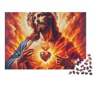Jesus - Religion Jigsaw Puzzle Sacred Heart Reveal 1000 Pieces Sturdy Thick Cardboard Framable Art Travel Staycation for Adults Family Teenagers Beginners 70x50cm/1000pcs