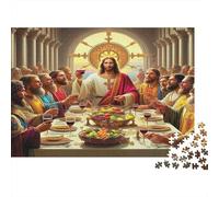 Jesus - Religion Jigsaw Puzzles 1000Pc Recyclable Material Last Supper Senior Puzzles Impossible Hard Difficult Challenging Educational Game for Men 52x38cm/1000pcs