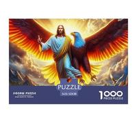 Jesus - Religion Jigsaw Puzzles for Adults: Winged Jesus Descending to Landscape Educational Games for The Whole Family Women 52x38cm/1000pcs
