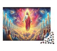 Jesus - Religion Paperboard Jesus Ascending to Crowd in Heaven Classic Jigsaw Puzzle Interactive Boredom Buster 70x50cm/1000pcs