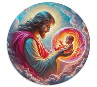 Jesus - Religion Puzzle 1000Pc Jigsaw Rotundity Jigsaws Adults Kids Puzzles Family Game Stress Difficult Suitable for Home Decor Impossible Adult Challenging Games 1000pcs (67.5x67.5cm)