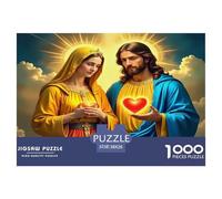 Jesus - Religion Puzzle for Adults 1000 Pieces - Jesus Mary Heart Cloud Challenging Game Toys Gift for Home Wall Decoration Great Gift Idea38x26cm/1000pcs