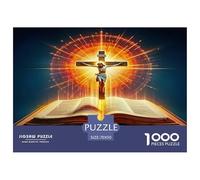 Jesus - Religion Recycled Paper 1000 Piece Jigsaw Cross Bible Light Puzzle - for Adults Educational Game Decompression Wall Decoration70x50cm/1000pcs