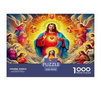 Jesus - Religion Recycled Paper Jigsaw Puzzle 1000 Pc -Jesus Angels Vibrant Spiritual Challenging Game Toys Gift for Home Wall Decoration70x50cm/1000pcs