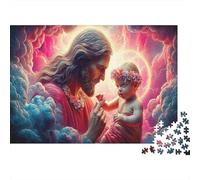 Jesus - Religion Sturdy Paper Jesus with Baby in Cosmic Clouds Jigsaw Puzzle Mind Stimulating Stress Relief 70x50cm/1000pcs