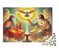 Jesus - Religion Thick Cardboard Puzzle Holy Trinity with Dove Cognitive Development for Kids Beginners Family Party Fun 1000 Piece Jigsaw Puzzle 52x38cm/1000pcs