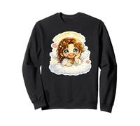 Jesus Resting on Clouds Angelic Dreamy Kawaii Chibi Sweatshirt