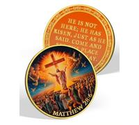Jesus Resurrection Christian Challenge Coin, Matthew 28:6 Religious Gifts