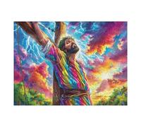 Jesus Resurrection Icon 500 Piece Complete Jigsaw Puzzle Set Teens Beginners Mind Relaxation Puzzle Fans Group Play Anniversary Fathers Gift Thick Cardboard 500 PCS