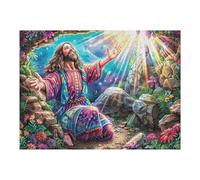 Jesus Resurrection Religious Faith Spiritual 500 Piece Jigsaw Puzzle for Adults Fun Creative And Relaxing Perfect Hobby for Family Or Friends 500 PCS（52×38cm）