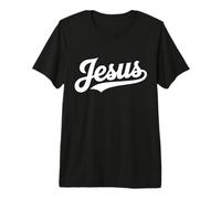 Jesus Retro Baseball Script Christian Minimal Design Premium T-Shirt