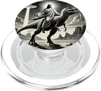 Jesus Riding Dinosaur, Ufo, Funny, Cool Graphic, Crazy PopSockets PopGrip for MagSafe