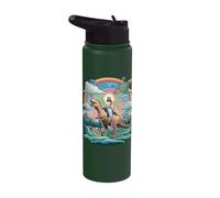 Jesus Riding in Space T-Rex Dinosaur Meme Sci-Fi Believers Stainless Steel Insulated Water Bottle