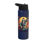 Jesus Riding in Space T-Rex Dinosaur Meme Sci-Fi Believers Stainless Steel Insulated Water Bottle