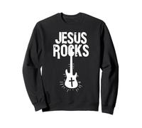 Jesus Rocks Christian Cross Guitar Design Faith Sweatshirt