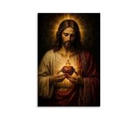 Jesus Sacred Heart Religious Painting Wall Art Canvas Poster08x12inch | Decorative Artwork for Living Room Bedroom Office Hallway Entryway Apartment Home Decor and Modern Interior Decoration Styles