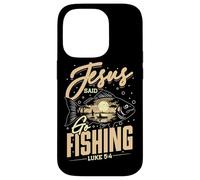 Jesus Said Go Fishing Luke 5:4 Christian Fisherman Angler Case for iPhone 14 Pro