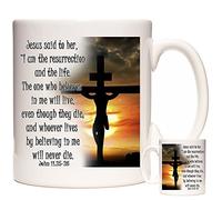 JESUS SAID to HER, Ceramic Gift Mug, john 11 25 to 26, Matching JESUS SAID to HER coaster available Excellent easter gift Can be personalised