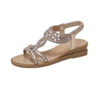 jesus sandals womens Women's Sandals & Slides Wide Fit Bohemian Wedge Sandal Lightweight Summer Elastic Ankle Strap Beading Walking Shoes Sparkly Open Toe Slingback Orthopedic Sandal Gold
