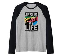 Jesus Saved My Life Ask Me How Raglan Baseball Tee