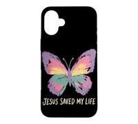 Jesus Saved My Life Christian Butterfly Faith Worship Prayer Case for iPhone 16 Plus