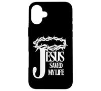 Jesus Saved My Life Christian Cross Thorns Crown Thankful Case for iPhone 16 Plus