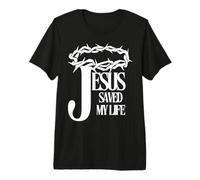 Jesus Saved My Life Christian Cross Thorns Crown Thankful Premium T-Shirt