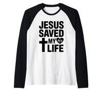 Jesus Saved My Life Christian Faith Raglan Baseball Tee