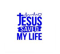 Jesus Saved My Life Creative Car Sticker Fashion Car Window Bumper Motorcycle Helmet Waterproof Decorative Decal(Blue,14x12.7cmm)