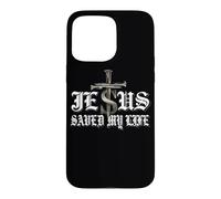 Jesus Saved My Life Cross Gothic Christian Bible Verse Quote Case for iPhone 15 Pro Max