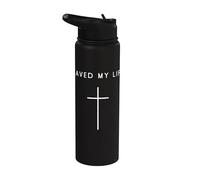 Jesus Saved My Life Cross - Minimalist Christian Religious Stainless Steel Insulated Water Bottle