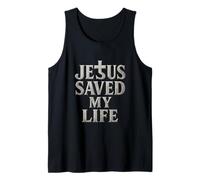 Jesus Saved My Life Distressed Cross Faith Christian Apparel Tank Top