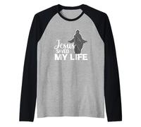 Jesus Saved My Life Spiritual Faith Raglan Baseball Tee