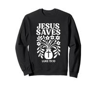Jesus Saves Boho Floral Flowers Bible Verse Christian Sweatshirt