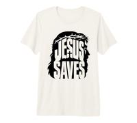 Jesus Saves Bold Christian Faith Cross Design Premium T-Shirt