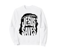 Jesus Saves Bold Christian Faith Cross Design Sweatshirt